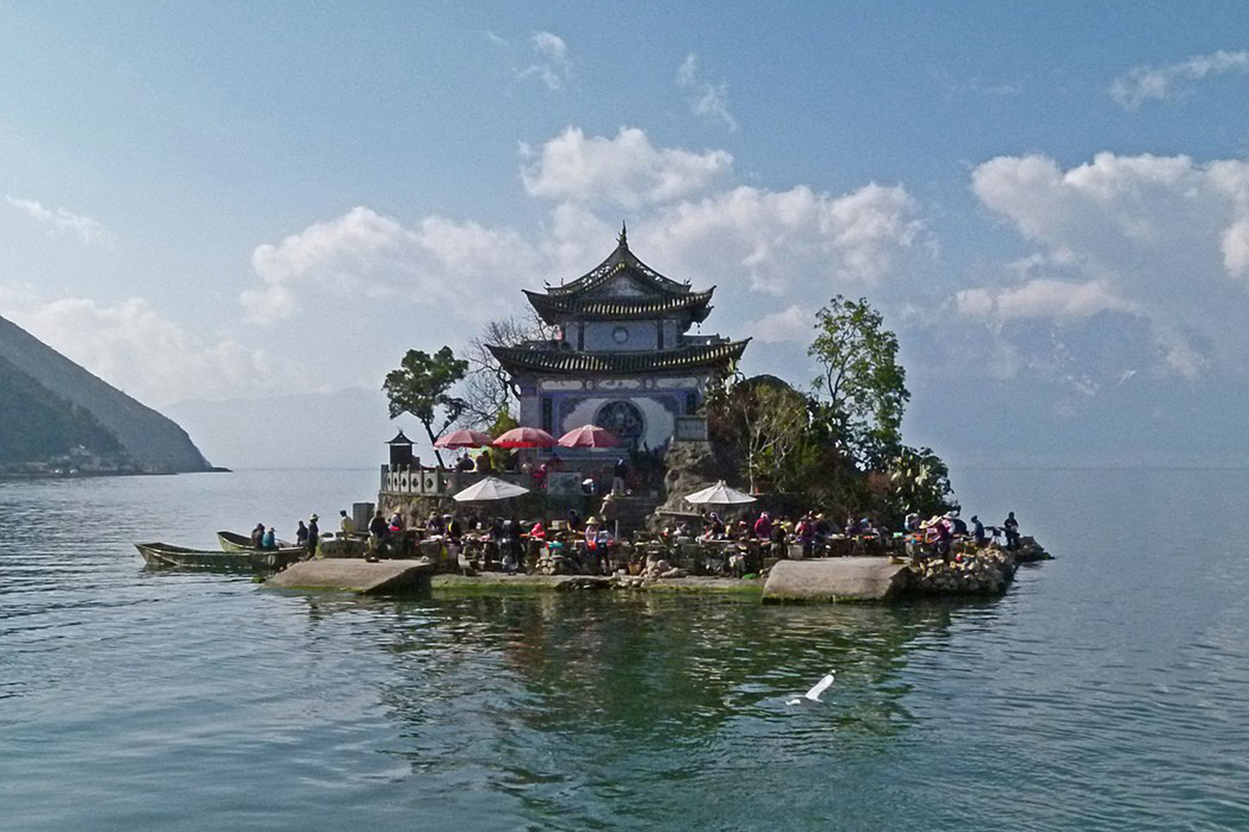 Temple on a small island in Erhai Lake, Yunnan Province, China